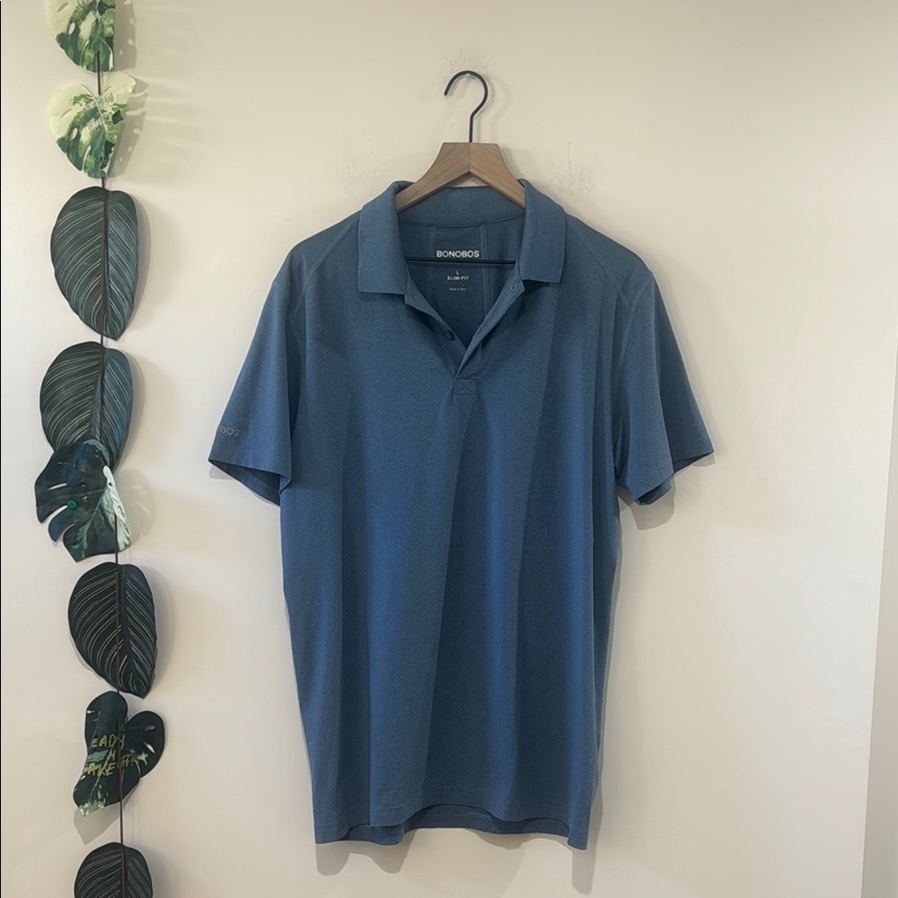 Bonobos‎ Blue Golf Polo Size Large- Slim Fit - Short Sleeve